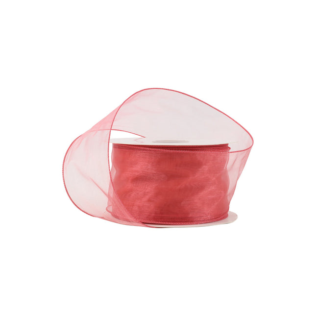 2 1/2" Wired Sheer Ribbon | Rose | 50 Yard Roll LaRibbons and Crafts