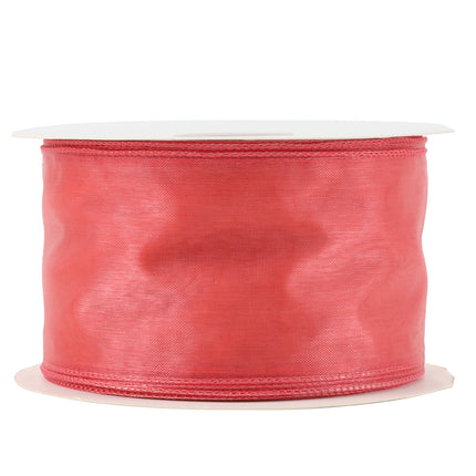 2 1/2" Wired Sheer Ribbon | Rose | 50 Yard Roll LaRibbons and Crafts