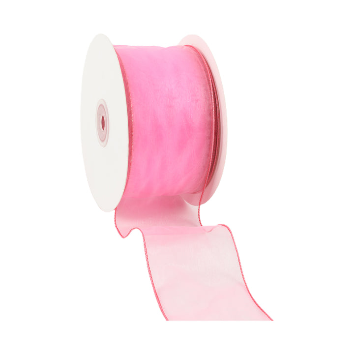 2 1/2" Wired Sheer Ribbon | Hot Pink | 50 Yard Roll