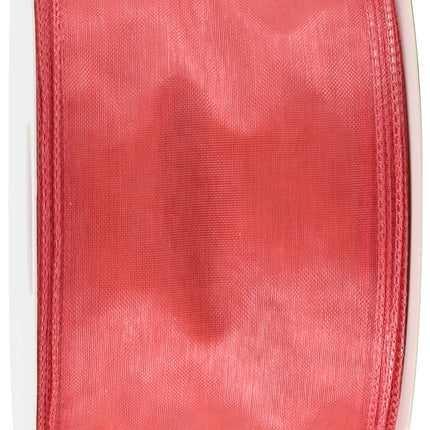 2 1/2" Wired Sheer Ribbon | Rose | 50 Yard Roll LaRibbons and Crafts