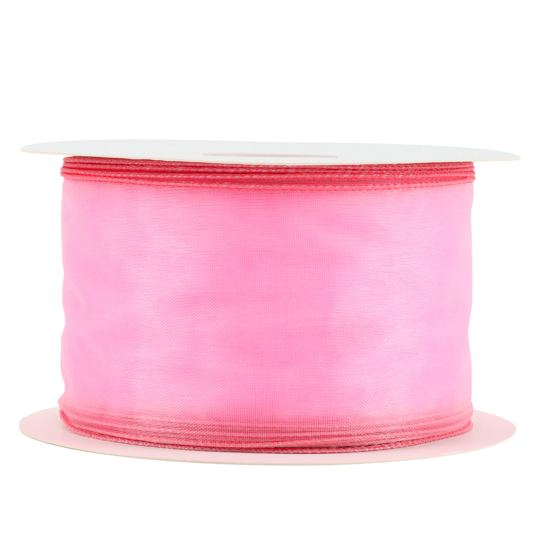 2 1/2" Wired Sheer Ribbon | Hot Pink | 50 Yard Roll