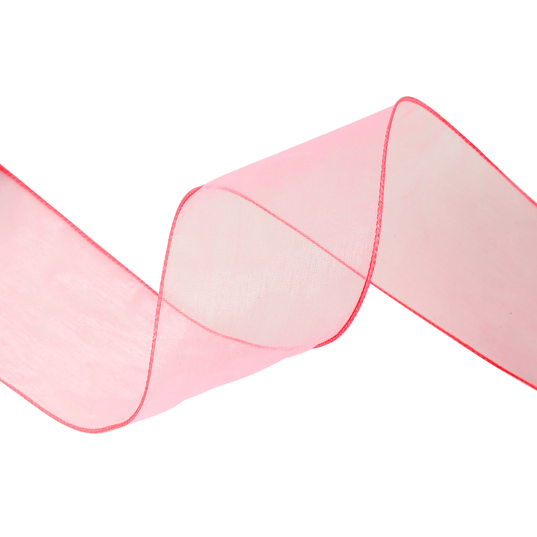 2 1/2" Wired Sheer Ribbon | Hot Pink | 50 Yard Roll