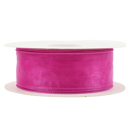 1 1/2" Wired Sheer Ribbon | Fuchsia | 50 Yard Roll LaRibbons and Crafts