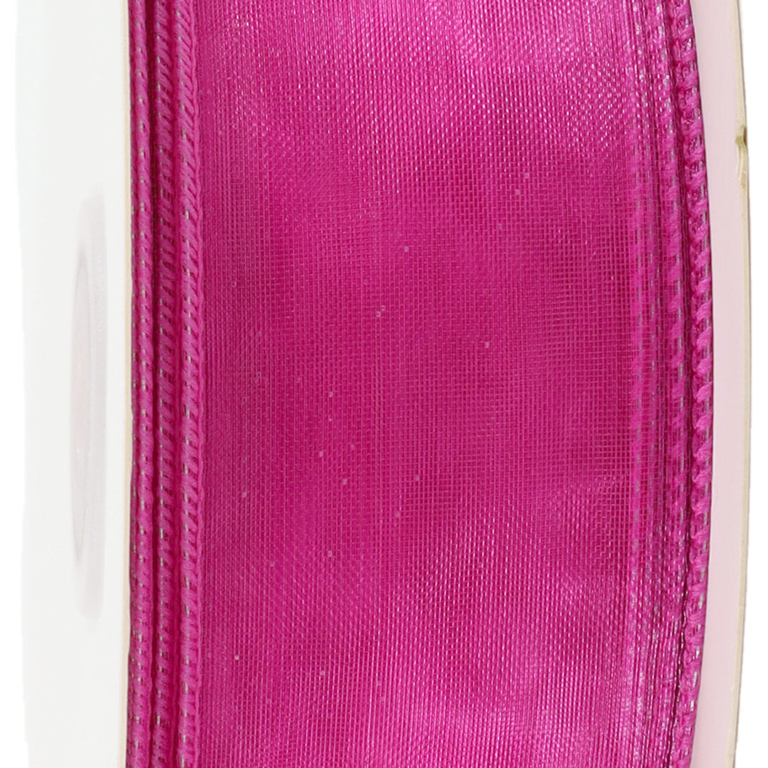 1 1/2" Wired Sheer Ribbon | Fuchsia | 50 Yard Roll