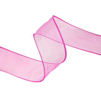 1 1/2" Wired Sheer Ribbon | Fuchsia | 50 Yard Roll LaRibbons and Crafts