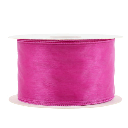 2 1/2" Wired Sheer Ribbon | Fuchsia | 50 Yard Roll LaRibbons and Crafts