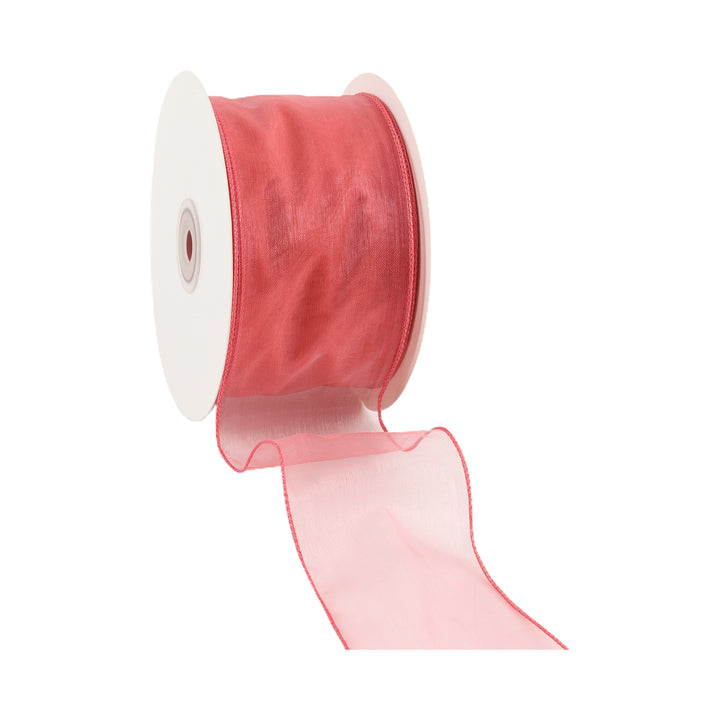 2 1/2" Wired Sheer Ribbon | Rose | 50 Yard Roll