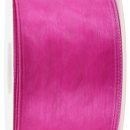 2 1/2" Wired Sheer Ribbon | Fuchsia | 50 Yard Roll LaRibbons and Crafts
