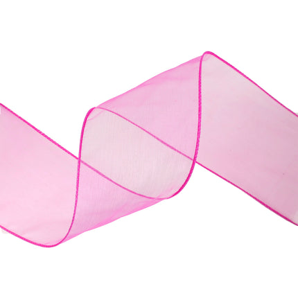 2 1/2" Wired Sheer Ribbon | Fuchsia | 50 Yard Roll LaRibbons and Crafts