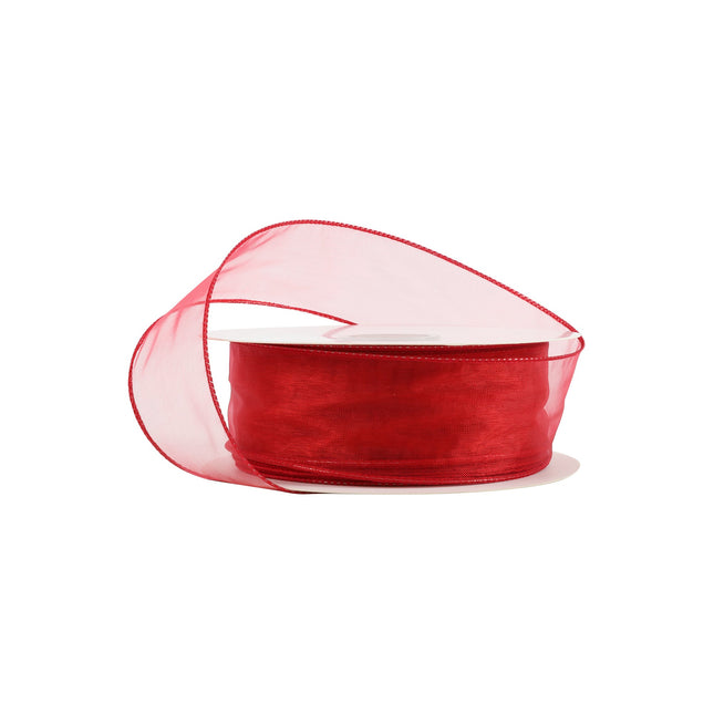 1 1/2" Wired Sheer Ribbon | Red | 50 Yard Roll LaRibbons and Crafts