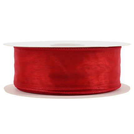1 1/2" Wired Sheer Ribbon | Red | 50 Yard Roll LaRibbons and Crafts