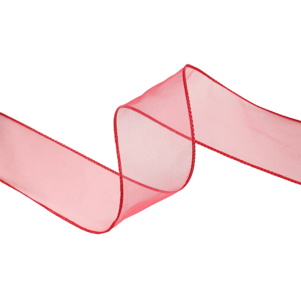 1 1/2" Wired Sheer Ribbon | Red | 50 Yard Roll