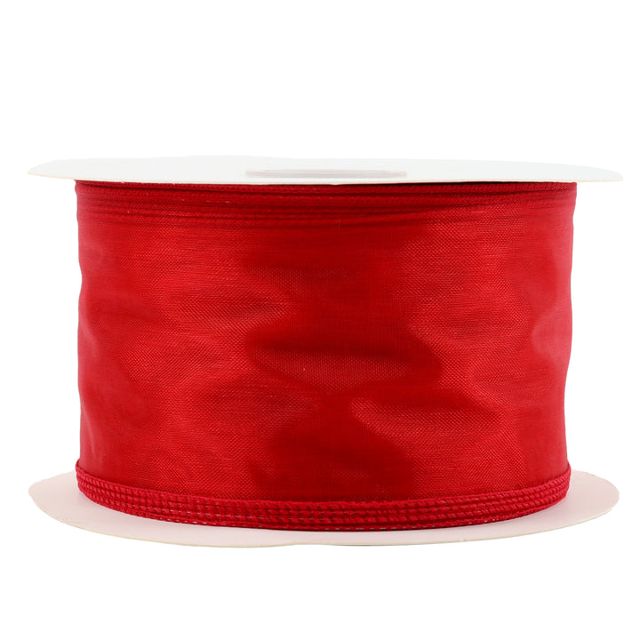 2 1/2" Wired Sheer Ribbon | Red | 50 Yard Roll