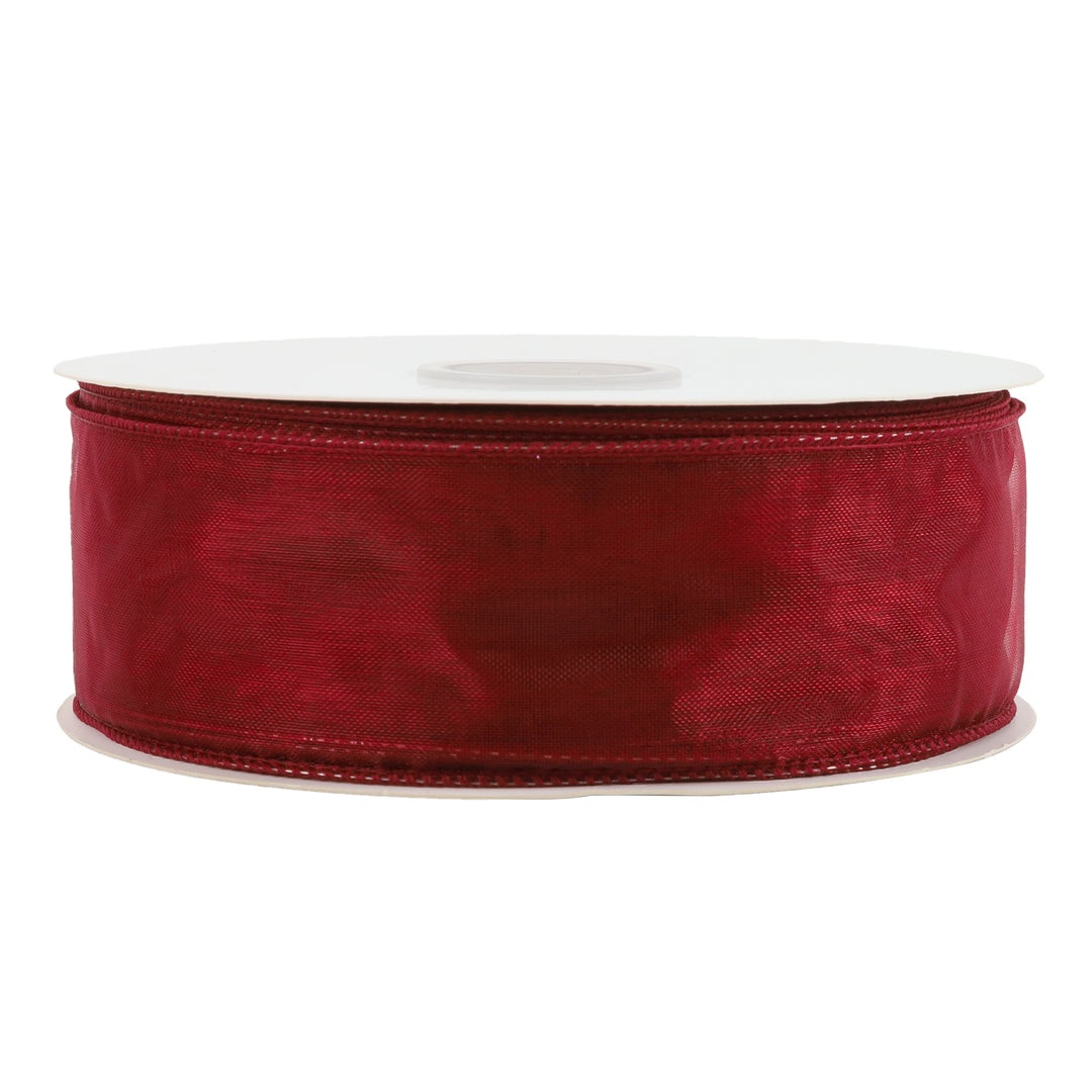 1 1/2" Wired Sheer Ribbon | Burgundy | 50 Yard Roll