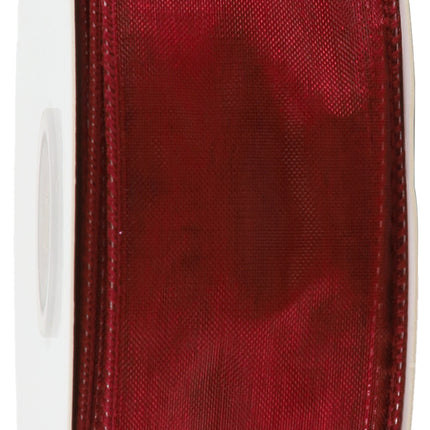 1 1/2" Wired Sheer Ribbon | Burgundy | 50 Yard Roll LaRibbons and Crafts
