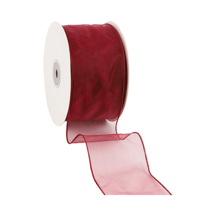 2 1/2" Wired Sheer Ribbon | Burgundy | 50 Yard Roll LaRibbons and Crafts