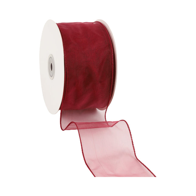 2 1/2" Wired Sheer Ribbon | Burgundy | 50 Yard Roll LaRibbons and Crafts