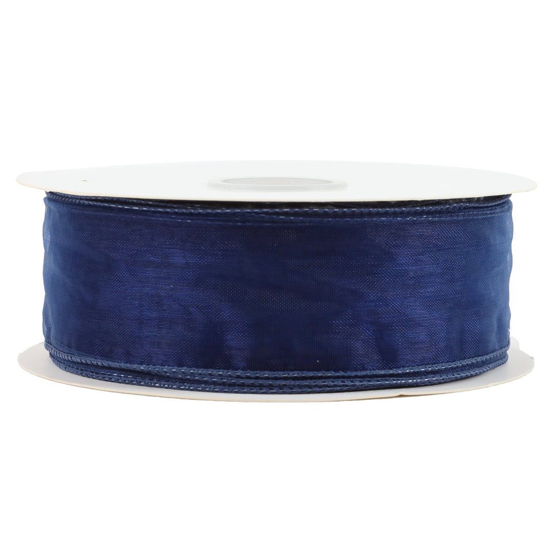 1 1/2" Wired Sheer Ribbon | Navy | 50 Yard Roll