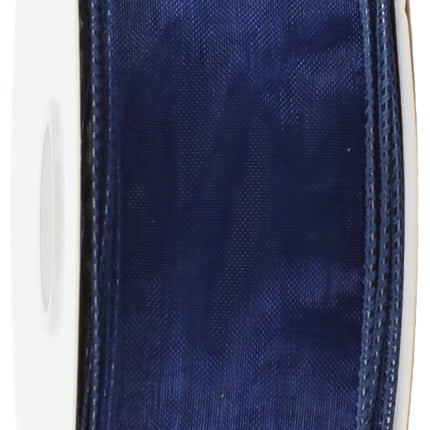 1 1/2" Wired Sheer Ribbon | Navy | 50 Yard Roll LaRibbons and Crafts