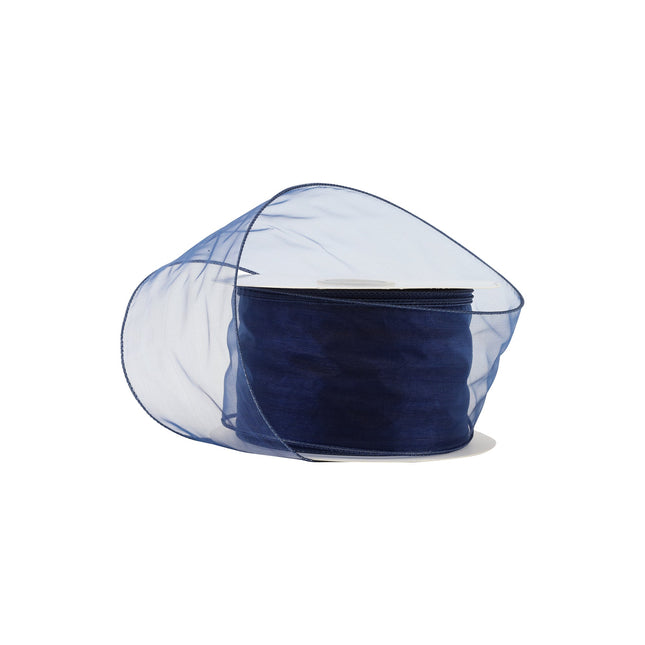 2 1/2" Wired Sheer Ribbon | Navy | 50 Yard Roll LaRibbons and Crafts