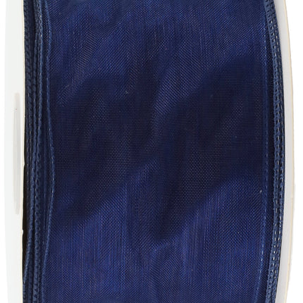 2 1/2" Wired Sheer Ribbon | Navy | 50 Yard Roll LaRibbons and Crafts