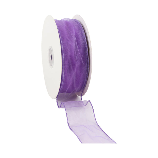 1 1/2" Wired Sheer Ribbon | Lavender | 50 Yard Roll LaRibbons and Crafts