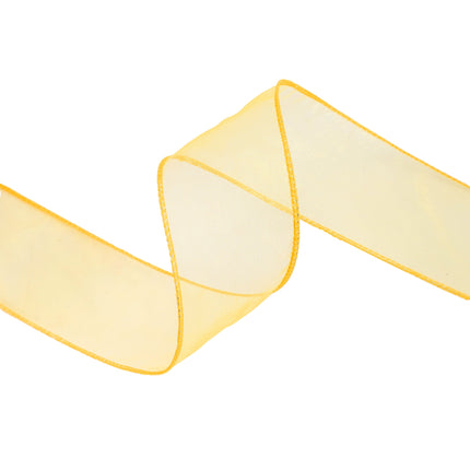 2 1/2" Wired Sheer Ribbon | Yellow | 50 Yard Roll LaRibbons and Crafts