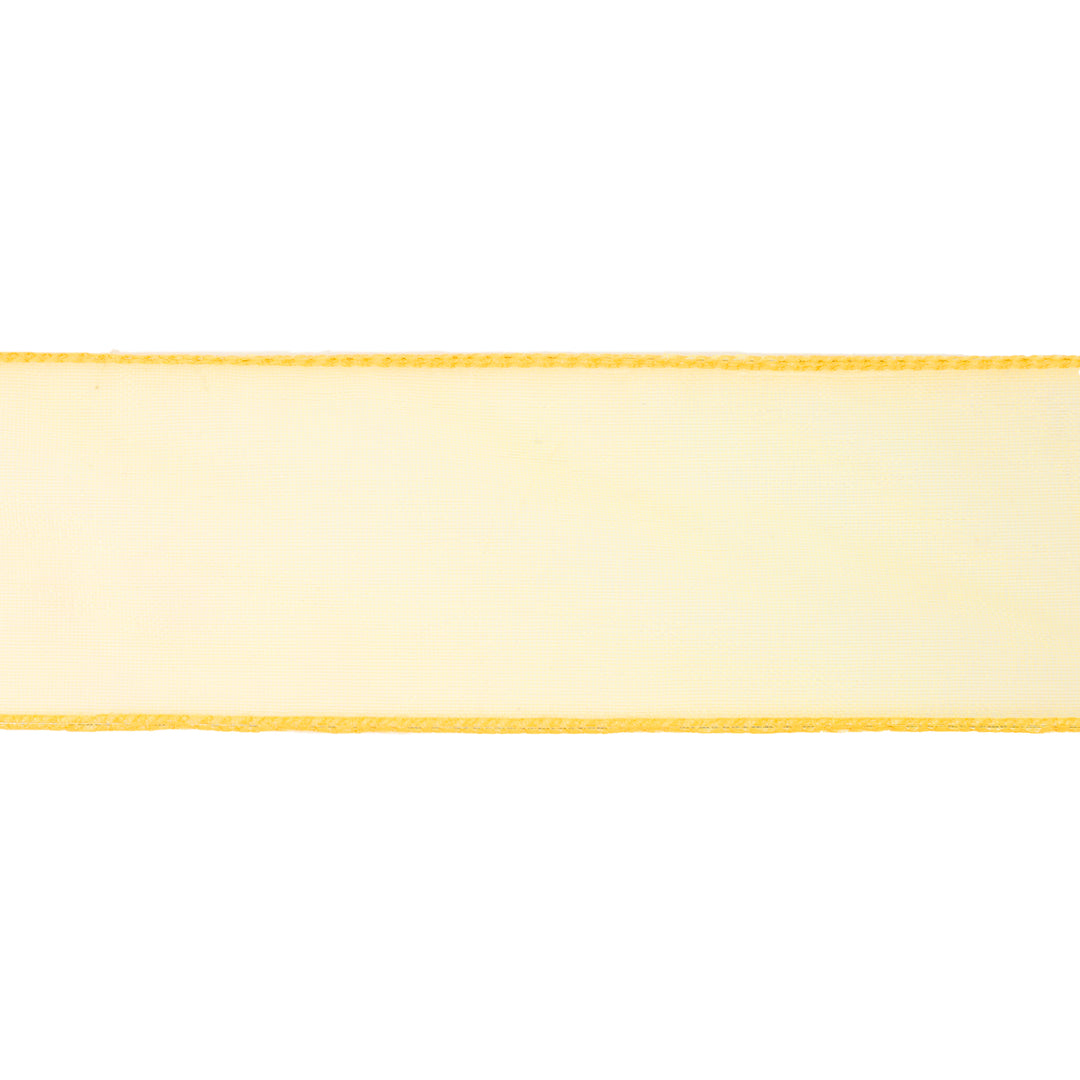 1 1/2" Wired Sheer Ribbon | Yellow | 50 Yard Roll