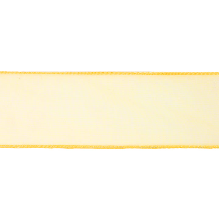 1 1/2" Wired Sheer Ribbon | Yellow | 50 Yard Roll