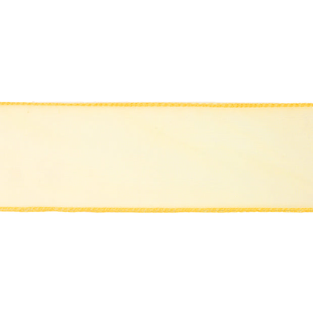 1 1/2" Wired Sheer Ribbon | Yellow | 50 Yard Roll