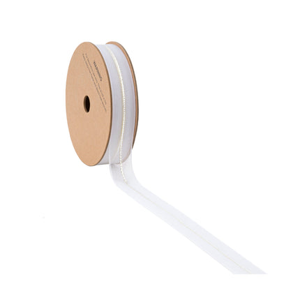 7/8" Sheer Wedding Ribbon | White | 20 Yard Roll LA Ribbons Wholesale