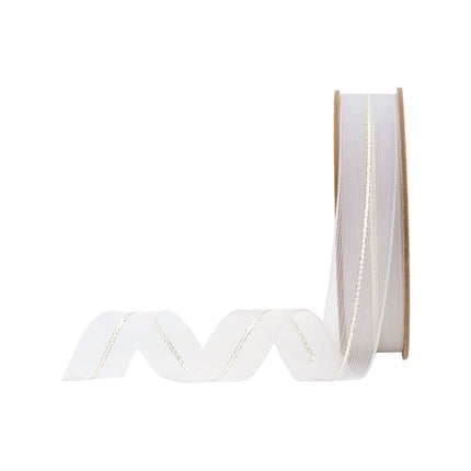 7/8" Sheer Wedding Ribbon | White | 20 Yard Roll LA Ribbons Wholesale