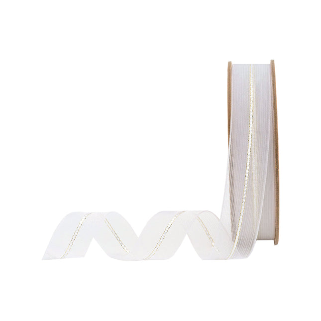 7/8" Sheer Wedding Ribbon | White | 20 Yard Roll LA Ribbons Wholesale