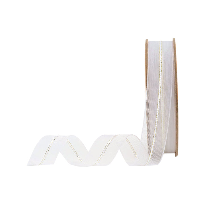 7/8" Sheer Wedding Ribbon | White | 20 Yard Roll