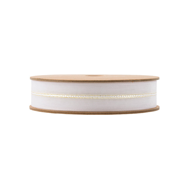 7/8" Sheer Wedding Ribbon | White | 20 Yard Roll LA Ribbons Wholesale