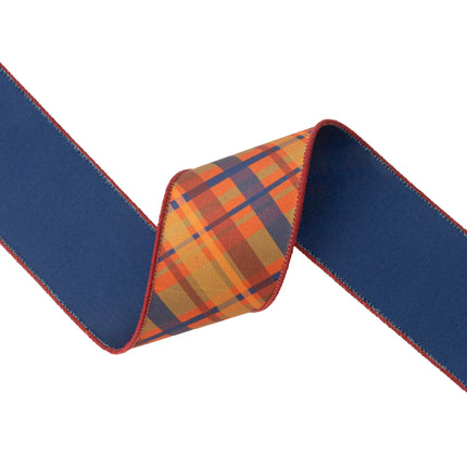 2 1/2" Fall Plaid and 2 1/2 Bordeaux with 1" Navel Dupioni Ribbon Bundle | 3 Rolls | 30 Yards