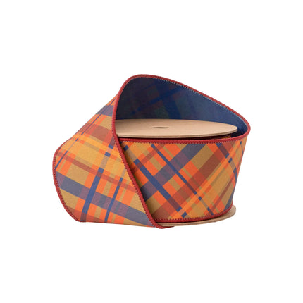 2 1/2" Fall Plaid and 2 1/2 Bordeaux with 1" Navel Dupioni Ribbon Bundle | 3 Rolls | 30 Yards