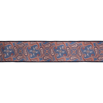 2 1/2" Wired Dupioni | Blue/Orange Paisley | 10 Yard Roll LA Ribbons Wholesale
