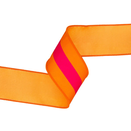 Bold Color-Blocked 2 1/2" wired dupioni ribbon, great for Halloween decor