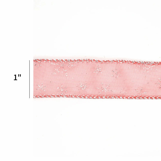 1" Wired Ribbon | Snowflakes on Red | 10 Yard Roll LaRibbons and Crafts