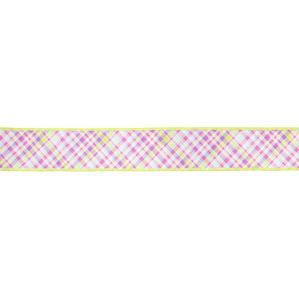 2 1/2" Wired Dupioni Ribbon | Bias Plaid Purple/Green w/ Green Taffeta Fused Back | 10 Yard Roll LaRibbons and Crafts