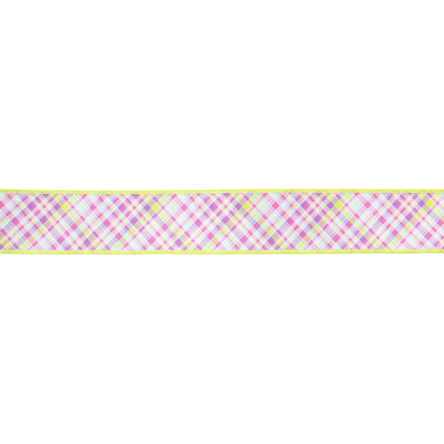 2 1/2" Wired Dupioni Ribbon | Bias Plaid Purple/Green w/ Green Taffeta Fused Back | 10 Yard Roll LaRibbons and Crafts