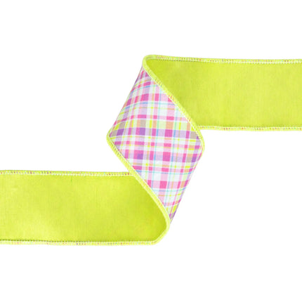 2 1/2" Wired Dupioni Ribbon | Bias Plaid Purple/Green w/ Green Taffeta Fused Back | 10 Yard Roll LaRibbons and Crafts