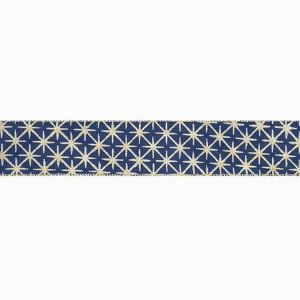 2 1/2" Wired Ribbon | Blue Satin with Gold Stars | 10 Yard Roll LaRibbons and Crafts