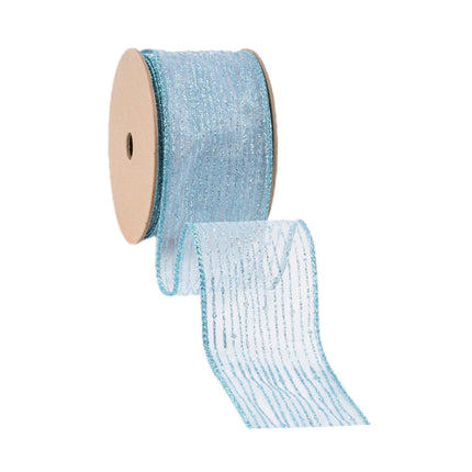 2 1/2" Wired Ribbon | Baby Blue Glitter | 10 Yard Roll LaRibbons and Crafts