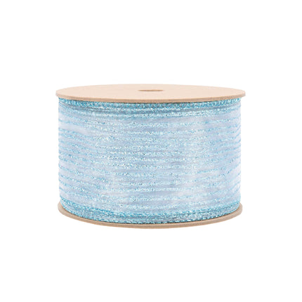2 1/2" Wired Ribbon | Baby Blue Glitter | 10 Yard Roll LaRibbons and Crafts
