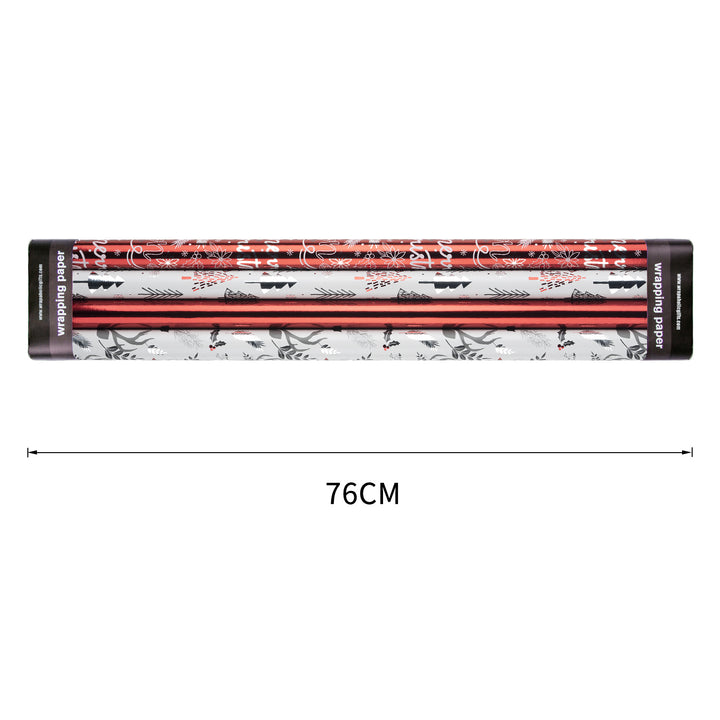 30" x 10' Wrapping Paper Bundle (4-pack) | Red/Silver/Xmas Metallic