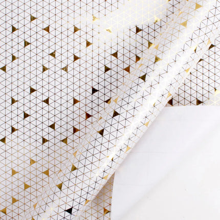 30" x 10' Wrapping Paper Bundle (4 Roll Pack) | White/Ivory/Gold Herringbone/Dots/Triangles/Art Deco LaRibbons and Crafts