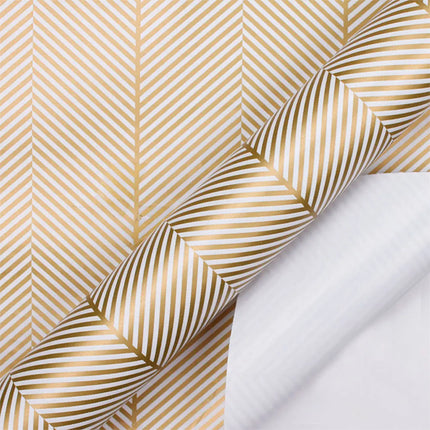 30" x 10' Wrapping Paper Bundle (4 Roll Pack) | White/Ivory/Gold Herringbone/Dots/Triangles/Art Deco LaRibbons and Crafts