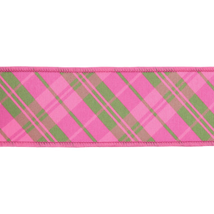 2 1/2" Wired Dupioni Ribbon | Bias Plaid Pink/Multi w/ Taffeta Fused Back | 10 Yard Roll LaRibbons and Crafts